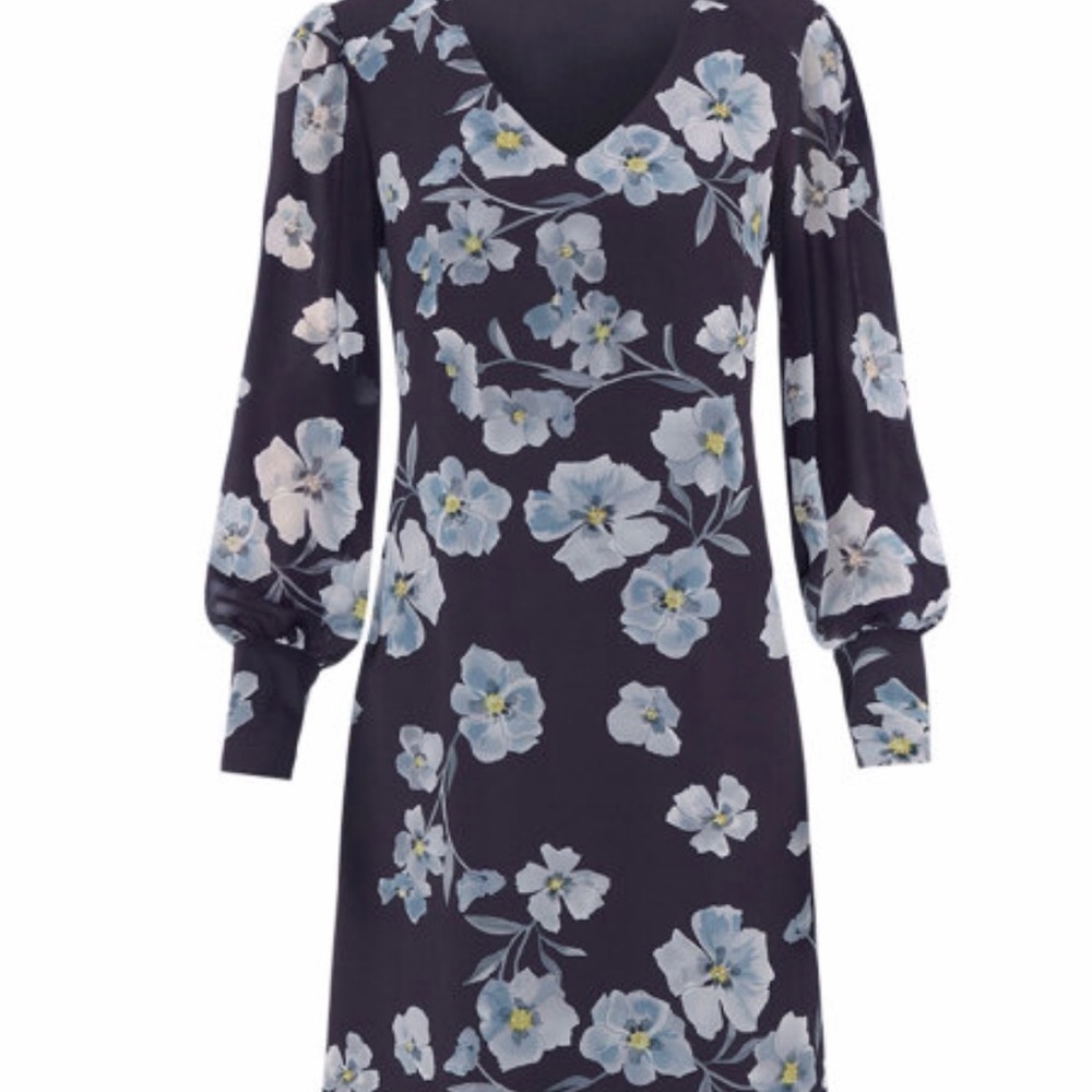 Cabi Sz Large Ellery Dress #4018 L Royal Floral Deep Purple